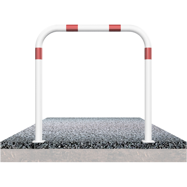 Hoop of steel tube |  60 x 2,5 mm | without cross bar | to be fixed by plugs | total width: 1500 mm | total height: 1000 mm | hot-dip galvanized and white coatedwith red reflecting stripes